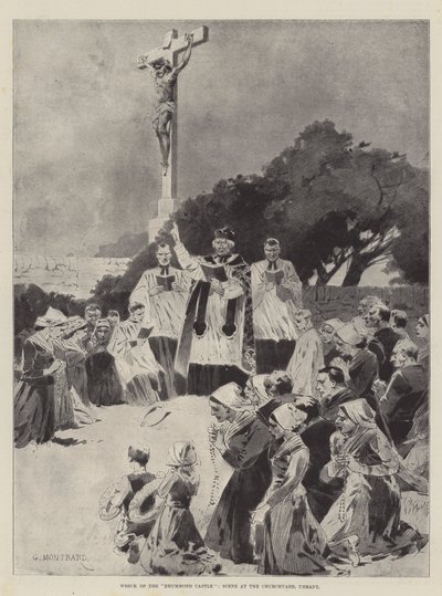 Naufragio del Drummond Castle, escena en el cementerio, Ushant de Charles Auguste Loye
